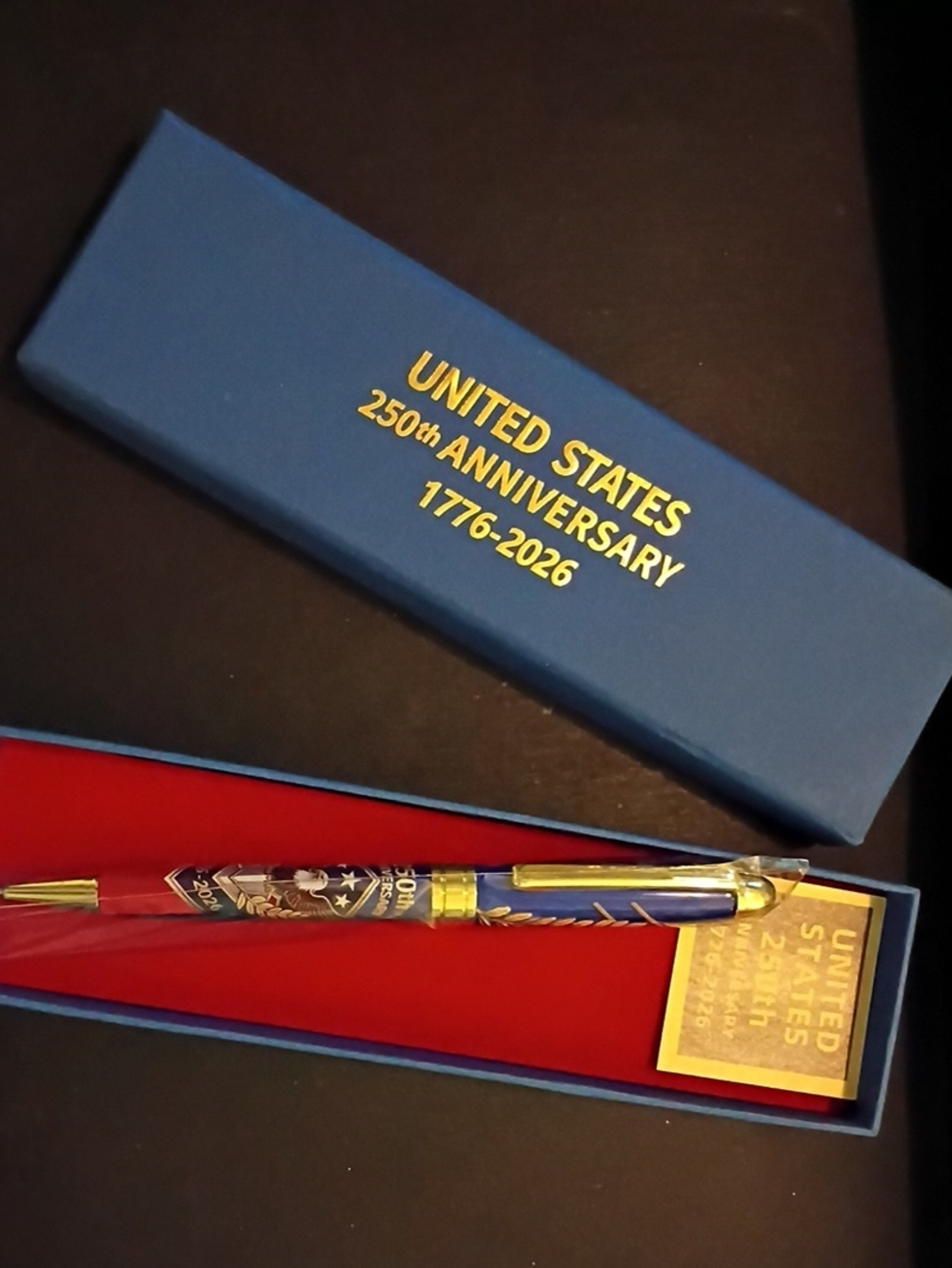 United States 250th Anniversary Commemorative Blue and Gold Pen